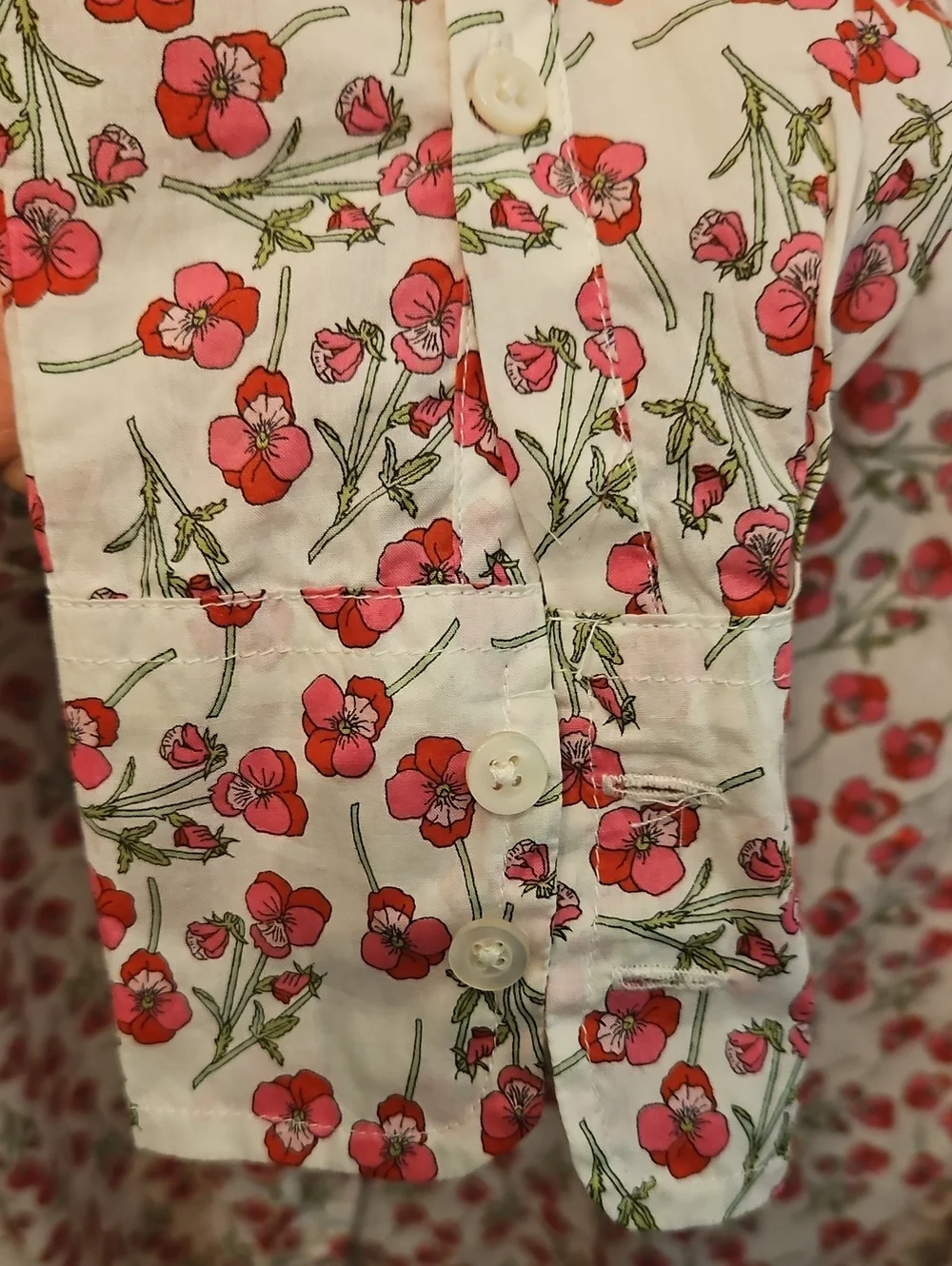 J.Crew Liberty Fabric Floral Cherry Blossom Button Down Shirt White Red Size 4